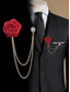 preiswerte Hochzeit ACC-Anstecknadel mit roter Rose und goldener Kette – elegantes Herren-Accessoire für Anzüge und Smokings – perfekt für Hochzeiten, formelle Veranstaltungen und besondere Anlässe