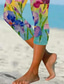 baratos Estampa Floral-Calças Leggings Capri Femininas Alta Elasticidade Moda de Férias Comprimento no Tornozelo Cintura Média Estampas Florais Térmico Quente Respirável Macio Férias Casual Dia a Dia Amarelo Claro Verão