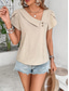 cheap Plain tee-Women&#039;s T Shirt Plain Fashion Modern Casual Short Sleeve V Neck Regular Tops Daily Weekend Buttons Black Navy Blue Orange Green Beige Summer