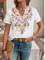 cheap Boho tee-Women&#039;s T Shirt Floral Casual Short Sleeve V Neck Regular Tops Daily Print White Summer