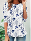 cheap Floral tee-Women&#039;s T Shirt Floral Casual Long Sleeve Crew Neck Regular Tops Daily Print Blue Spring Fall