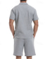 olcso Férfi Basic Tees szettek-Férfi Ostya Melegítő Pólóing és rövidnadrág Készlet Outfit készlet Polo gallér Negyed irányítószám Szabadtéri Napi Sport Zseb Zsinór 2 db Sima Fekete Fehér Khakizöld Poliészter Sportruházat