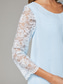 cheap With Jacket-A-Line Mother of the Bride Dress Elegant Plus Size Crew Neck Knee Length Chiffon Lace Long Sleeve with Lace