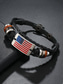 baratos Acessórios-Pulseira de Couro com Estampa da Bandeira Americana – Estilosa Com Corda Trançada com Acentos de Metal e Madeira para Ocasiões Casuais e Patrióticas