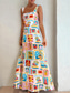 cheap hawaiian Dress-Women&#039;s Maxi Dress Corset Dress A Line Dress Summer Dress Slip Dress Vacation Vacation Daily Regular Fit Graphic Sleeveless Square Neck White Summer