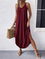 cheap Vacation Dresses-Women&#039;s Midi Dress Stylish Basic Sexy Vacation Daily Regular Fit Plain Sleeveless V Neck Black Wine Army Green Summer