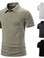 abordables Polo classique pour homme-Homme Haut en Tricot Côtelé Texturé Travail Occasionnel Revers Col Polo Côtelé Manche Courte Basique Moderne Bloc de Couleur Boutons Printemps &amp; Été Coupe Slim Gris foncé Noir Blanche Kaki Haut en