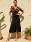 cheap Vacation Dresses-Women&#039;s Midi Dress Casual Dress A Line Dress Elegant Stylish Casual Vacation Daily Regular Fit Floral Half Sleeve V Neck Black Summer