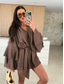 cheap White Casual Dresses-Women&#039;s Mini Dress Casual Dress Spring Dress Elegant Casual Daily Regular Fit Solid Color Long Sleeve V Neck Black White Pink Red Fall
