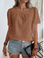 cheap Plain tee-Women&#039;s Shirt Blouse Solid Color Stylish Casual Short Sleeve Crew Neck Regular Tops Daily Black White Khaki Summer Spring