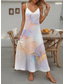 cheap Vacation Dresses-Women&#039;s Maxi Dress Casual Dress Maxi Dress Sundress A Line Dress Casual Flowy Vacation Casual Daily Regular Fit Marble Sleeveless V Neck White Summer Spring