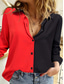 cheap Plain Tops-Women&#039;s Shirt Solid Color Graphic Daily Stylish Long Sleeve Shirt Collar Long Tops Work Daily Buttons Print Red Summer Spring