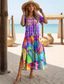 cheap Easter Dresses-Easter Women&#039;s Maxi Dress Casual Dress Sundress Vacation Tropical Hawaiian Butterfly Sleeve Vacation Beach Regular Fit Letter Short Sleeve Crew Neck Purple Summer