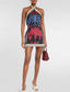 cheap Boho Dress-Women&#039;s Mini Dress Petite Dress Casual Dress Sexy Dress Summer Dress Boho Dress Fashion Outdoor Holiday Date Regular Fit Geometric Sleeveless Halter Neck Blue Summer Spring
