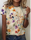 cheap Floral tee-Women&#039;s T Shirt Floral Stylish Casual Short Sleeve Crew Neck Regular Tops Daily Print off-white Summer