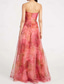 cheap Evening Dresses-A-Line Evening Gown Celebrity Style Dress Formal Wedding Guest Floor Length Sleeveless One Shoulder Organza with Ruched Ruffles Slit Wedding Guest Dress