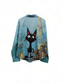 cheap Animals Tops-Women&#039;s Shirt Cat Casual Long Sleeve Shirt Collar Regular Tops Daily Buttons Print Green Spring Fall