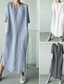 cheap Dresses-Women&#039;s Midi Dress Linen-Inspired Dresses Casual Dress Cotton Linen Dress Stylish Casual Vacation Daily Date Regular Fit Plain Half Sleeve Crew Neck White Blue Gray Summer Spring