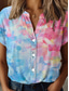 abordables Tops de Arte y Diseño para Mujeres-Camisa de mujer ombre geométrica elegante camiseta de playa de manga corta cuello regular tops diarios estampado de botones azul primavera otoño