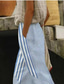 cheap Straight-Leg Pants-Women&#039;s Cotton Linen Pants Baggy Pants Linen Like Elegant Vintage Fashion Full Length High Waist Geometric Plaid Printing Breathable Soft Micro-elastic Outdoor Daily Transparent Blue Regular Fit