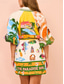 billige hawaiiansk kjole-Dame Mini kjole Wrap-kjole Sommerkjole Puffermet kjole Ferie Bursdag Feriereise Daglig Normal Grafisk Kortermet Skjortekrage Grønn Sommer