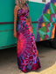 cheap Vacation Dresses-Women&#039;s Long Dress Maxi Dress Casual Dress Summer Dress Fashion Outdoor Party Holiday Regular Fit Geometric Sleeveless Straps Black Red Blue Summer Spring