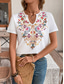 cheap Boho tee-Women&#039;s T Shirt Floral Casual Short Sleeve V Neck Regular Tops Daily Print White Summer