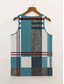 baratos Loja Gráfica Regatas &amp; Camis-Camisola Feminina Regata Xadrez Diária Sem Mangas Decote Recortado Tops Regulares Diária Botões Estampado Azul Verão