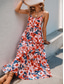 voordelige Vakantiejurken-Dames Maxi-jurk Casual jurk Swingjurk A lijn jurk Stijlvol Casual Vakantie Dagelijks Normale pasvorm Bloemig Mouwloos Bandje Oranje Zomer