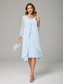 cheap With Jacket-A-Line Mother of the Bride Dress Elegant Plus Size Crew Neck Knee Length Chiffon Lace Long Sleeve with Lace