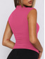 cheap Tank Tops &amp; Camis-Women&#039;s Camisole Tank Top Solid Color Stylish Casual Short Sleeve Turtleneck Regular Tops Daily Ruched Black White Red Fuchsia Khaki Summer Spring