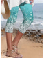 cheap Floral Print-Women&#039;s Leggings Capri Pants High Elasticity Fashion Streetwear Full Length Mid Waist Floral Printing Thermal Warm Breathable Soft  Outdoor Daily Beach Buff Black Blue Sky Blue Summer Spring