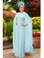 cheap Mom&#039;s Jumpsuits-Pink Blue Column Jumpsuit Formal Mother of the Bride Wedding Elegant Vintage Jewel Neck Floor Length Stretch Chiffon Half Sleeve with Sash / Ribbon  Race Day Dress