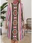 cheap Art&amp;Design Dress-Women&#039;s Mini Dress Casual Dress Stylish Basic Casual Vacation Daily Regular Fit Geometric Linen Like 3/4 Length Sleeve Stand Collar Pink Purple Green Summer Spring