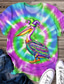 cheap Tie Dye&amp;Gradient tee-Women&#039;s T Shirt Tie Dye Letter Casual Short Sleeve Round Neck Regular Tops Daily Print Pink Red Blue Purple Rainbow Summer