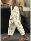 cheap Straight-Leg Pants-Women&#039;s Cotton Linen Pants Baggy Pants Linen Like Fashion Streetwear Full Length High Waist Floral Graphic Animal Printing Thermal Warm Breathable Soft Micro-elastic Outdoor Daily Light Yellow