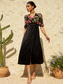 cheap Vacation Dresses-Women&#039;s Midi Dress Casual Dress A Line Dress Elegant Stylish Casual Vacation Daily Regular Fit Floral Half Sleeve V Neck Black Summer