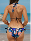 voordelige Bikinisets-Dames Zwemkleding Bikini 2-delig Cheeky Badpak Rugloos Slank Vakantie Strandkleding Grafische V-hals Mouwloze Zwemkleding