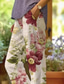 cheap Graphic Pants-Women's Cotton Linen Pants Baggy Pants Linen Like Fashion Streetwear Full Length High Waist Floral Graphic Printing Thermal Warm Breathable Soft Micro-elastic Outdoor Daily off-white Fall Winter