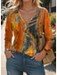 cheap Tie Dye&amp;Gradient tee-Women&#039;s T Shirt Ombre Vintage Casual Long Sleeve V Neck Regular Tops Daily Print Orange Spring Fall TY