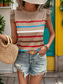 billige Tanks og camisole til kvinner-Dame Camisole Tank Top Stilren Casual Uten Ermer Rund Hals Vanlige Topper Daglige Volang Print Svart Hvit Khaki Grå Sommer