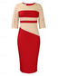 cheap Bodycon Club Dresses-Women&#039;s Midi Dress Casual Dress Bodycon Elegant Stylish Casual Vacation Daily Regular Fit Color Block 3/4 Length Sleeve Crew Neck Black White Red Royal Blue Summer