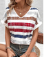 cheap Stripe&amp;Geometric tee-Women&#039;s T Shirt Striped Stylish Casual Short Sleeve V Neck Regular Tops Daily Print Red Summer