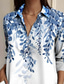 abordables Hauts Floraux-Femmes Chemise Fleuri Élégant Quotidien Dames manche longue Col en V Hauts Réguliers Quotidien Bleu Automne Hiver