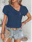 cheap Plain tee-Women&#039;s T Shirt Plain Fashion Modern Casual Short Sleeve V Neck Regular Tops Daily Weekend Buttons Black Navy Blue Orange Green Beige Summer