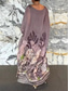 voordelige Casual bloemenjurken-Dames Maxi-jurk Casual jurk Stijlvol Casual Vakantie Dagelijks Normale pasvorm Bloemig Lange mouw Strakke ronde hals Wit Geel Paars Groen Zomer Lente