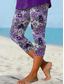 cheap Floral Print-Women&#039;s Leggings Capri Pants High Elasticity Fashion Streetwear Full Length Mid Waist Floral Printing Thermal Warm Breathable Soft  Outdoor Daily Beach Buff Black Blue Sky Blue Summer Spring