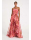 cheap Evening Dresses-A-Line Evening Gown Celebrity Style Dress Formal Wedding Guest Floor Length Sleeveless One Shoulder Organza with Ruched Ruffles Slit Wedding Guest Dress