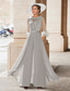 ieftine Salopetele mamei-Salopetă  Costum mamă a miresei Nuntă pe plajă Elegant Vintage Guler pentru bijuterii Lungime până la podea Chiffon Mâneci medii cu aplicații din pene și paiete 2025