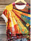tanie Koszulka tie-dye i gradientowa-Damskie Podkoszulek Ombre Graficzny Elegancja Zabytkowe Moda Krótki rękaw Okrągły dekolt Zwykłe topy Codzienny Wyjściowe Weekend Nadruk Tęczowy Lato
